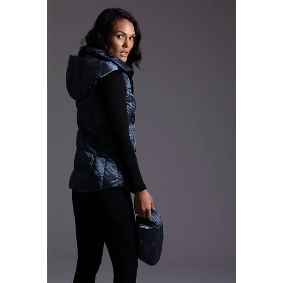 NEW ANORAK short metallic down vest in china blue - Picture 3 of 3